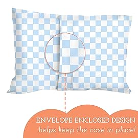Little Sleepy Head Toddler Pillowcase, 100% Cotton & Hypoallergenic Pillow Case for Toddler Pillow, Snug Fit Envelope Pillowcase, 13x18 Pillowcase, Pilllow Sold Separately (Checkers Baby Blue)