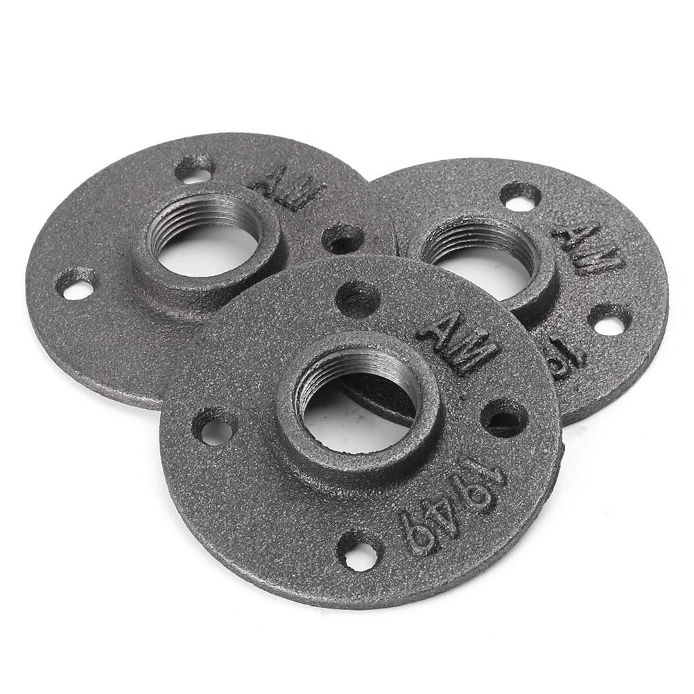 Mallofusa 10Pcs 3/4 Inch Black Malleable Iron Pipe Floor Flange Pipe Fitting, Perfect for Industrial Pipe Furniture and DIY Decor