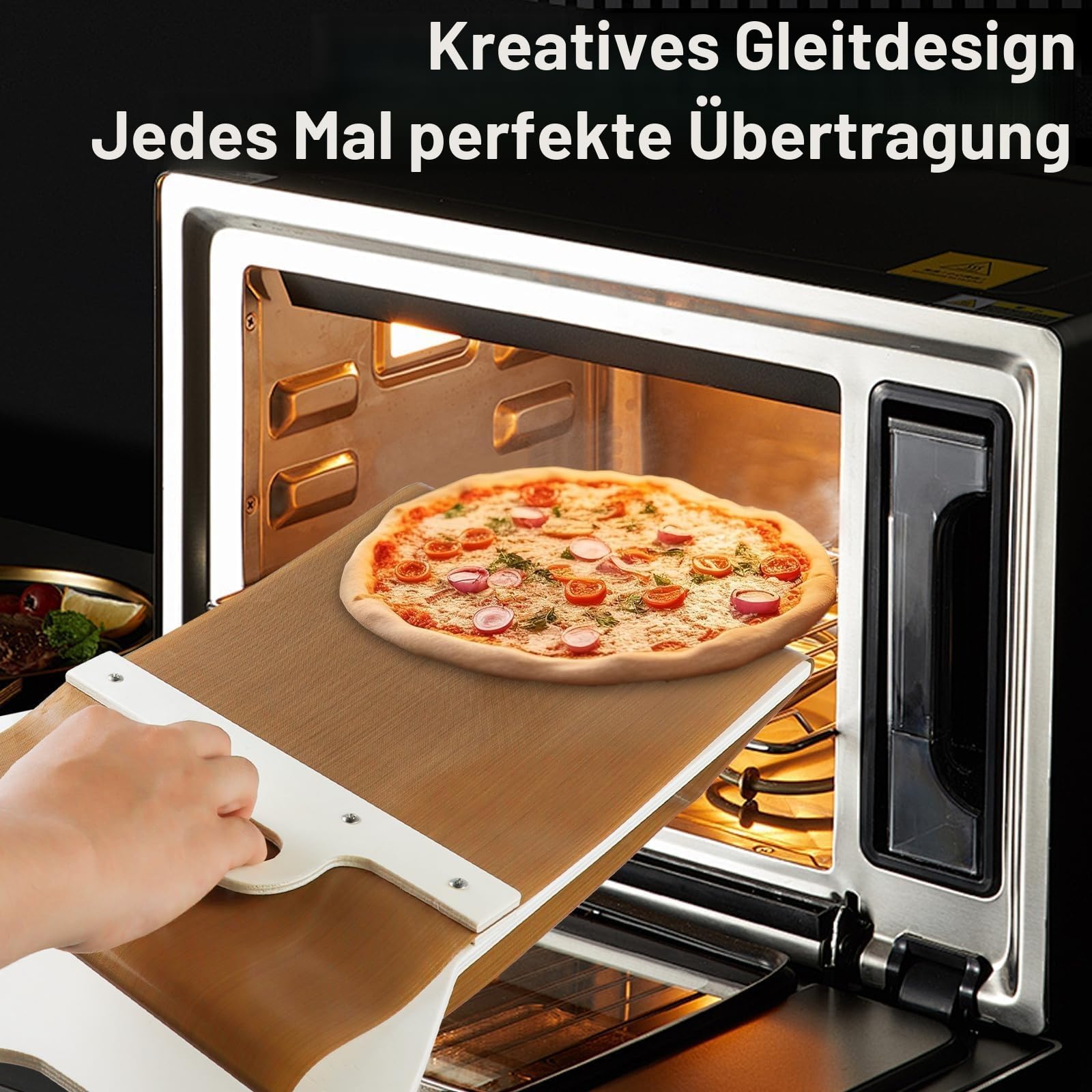 Gleitender Pizzaschieber Perfekt zum Übertragen von Pizzen - Pizzaschäler Mit Griff, Pizzaschälpaddel, Küchen-Pizzaschaufel-Backwerkzeug, Rollbar (2)