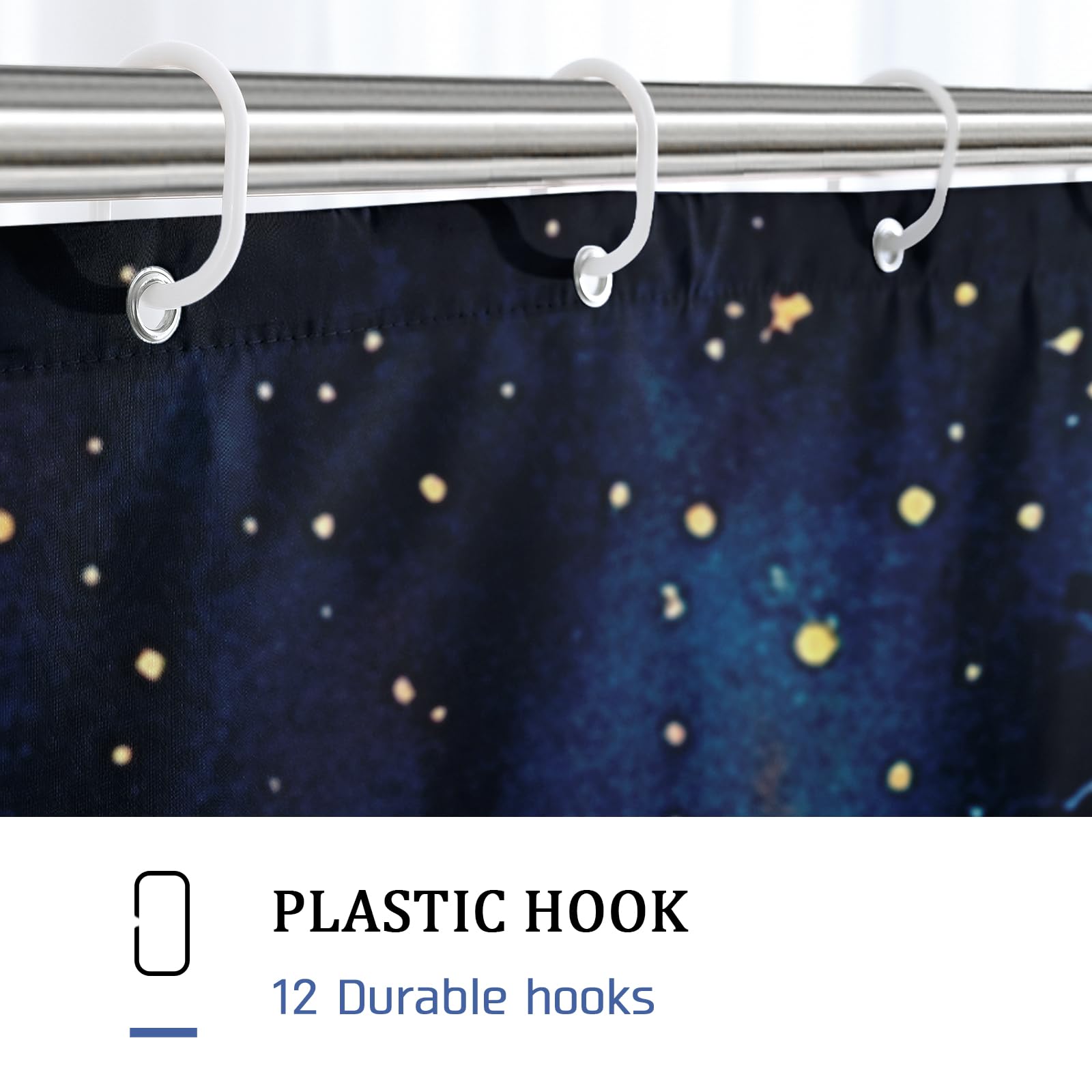 Rideau de douche floral aquarelle bleu ciel avec fleur orange pour décoration de salle de bain, rideau de douche artistique moderne en tissu imperméable avec crochets 183 x 198 cm