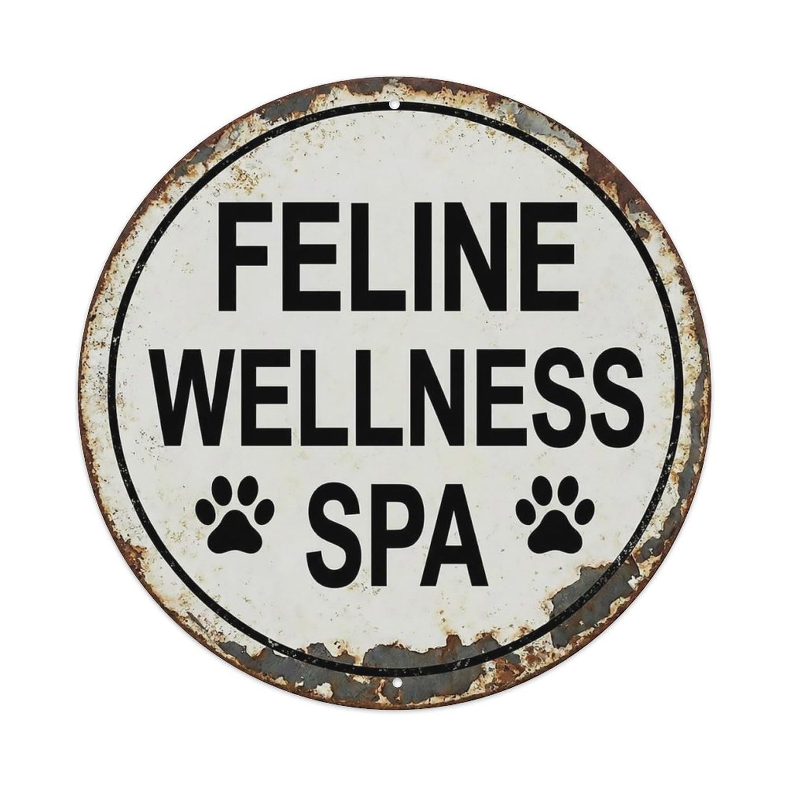 Vintage Feline Wellness Spa Lounge Metal Tin Sign