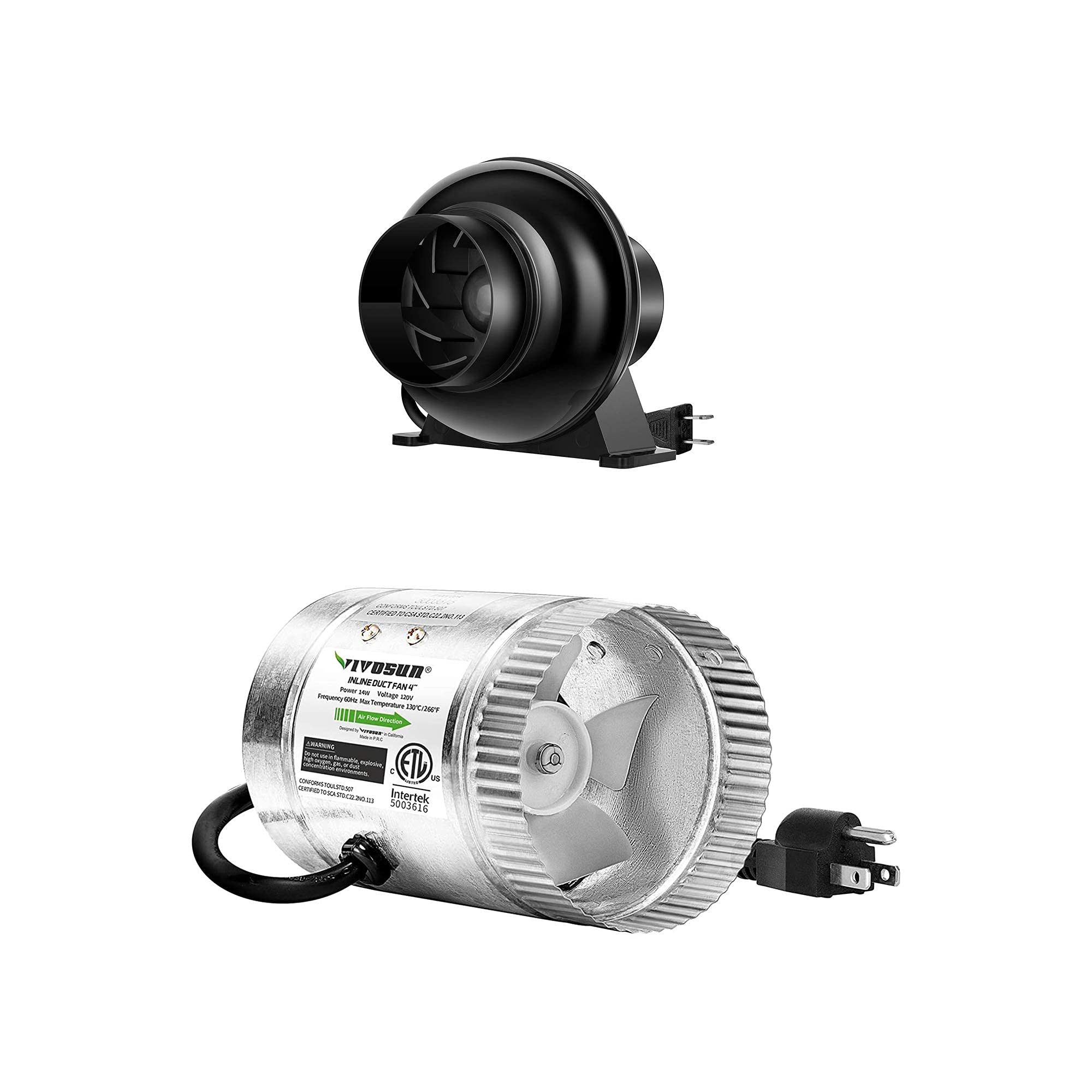 VIVOSUN 4 inch Inline Duct Fan, with 4 Inch 195 CFM Inline Duct Ventilation Fan