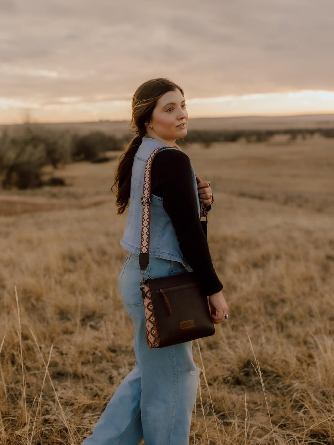 Wrangler Aztec Crossbody Purse Medium Shoulder Bags for Women Western Handbag with Guitar Strap - Image 2