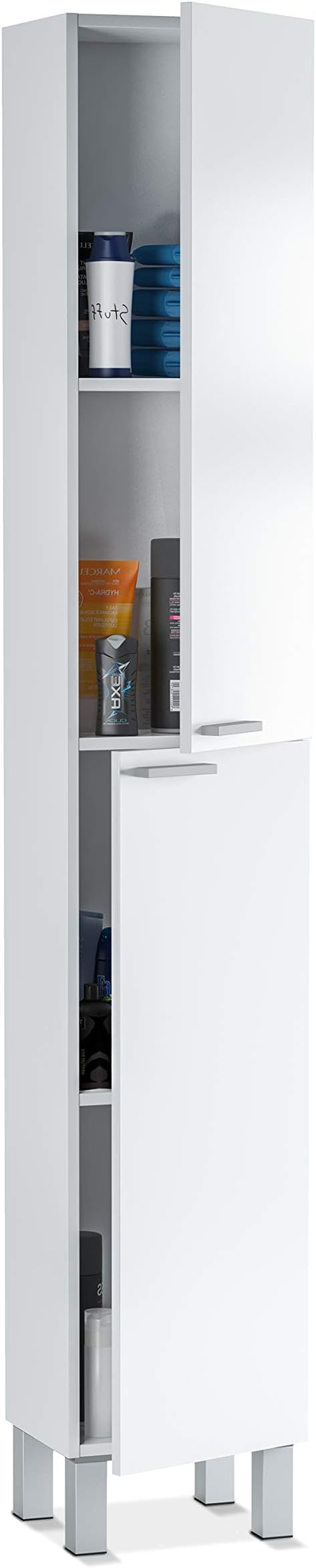 Koncept Tall Bathroom Cupboard White Gloss - by Furniture Factor