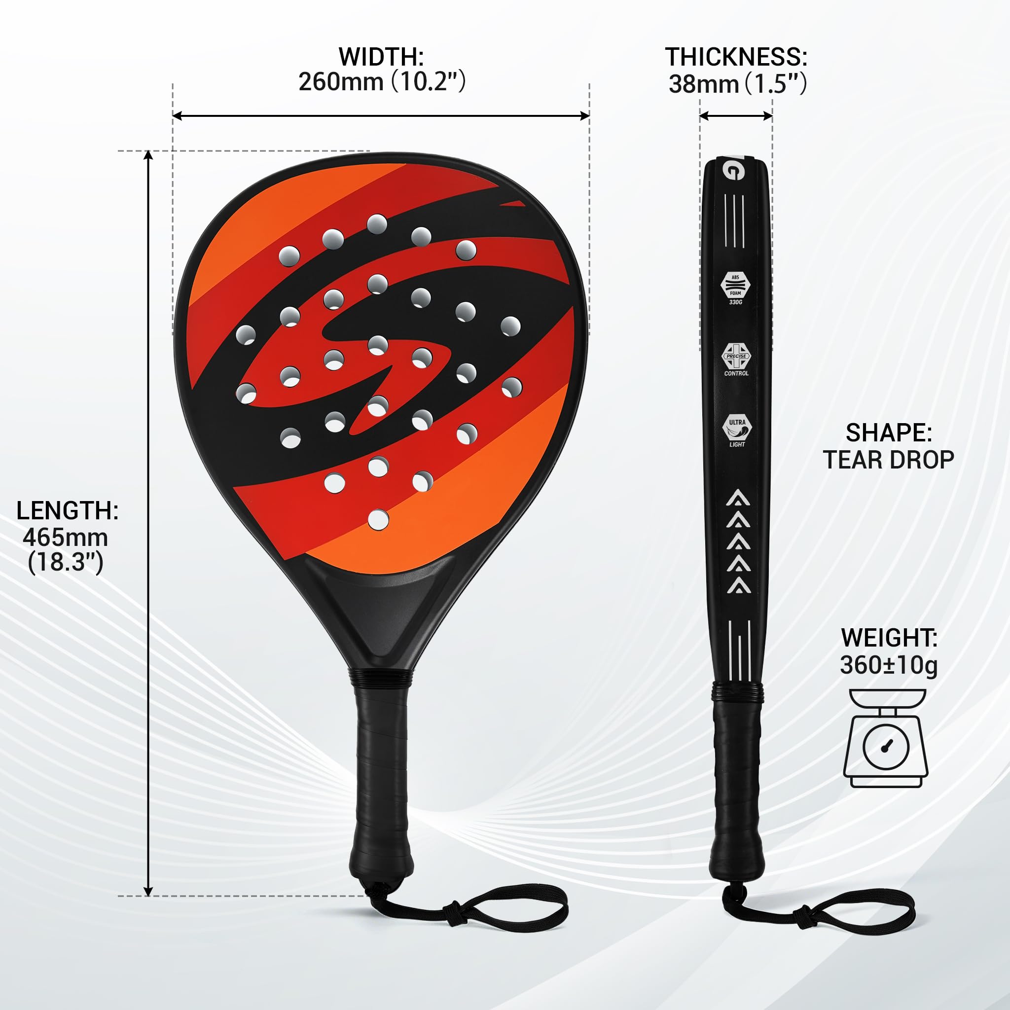 Pala de Padel Superficie ABS con Núcleo de Espuma EVA Memory Flex - Pala de Pádel Playa para Adultos + 2 Pala + Bolsa + 2x Pelotas Pro Padel