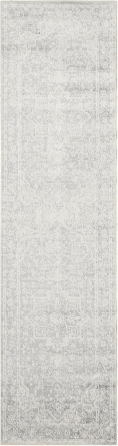 Nourison Home Astra Machine Washable Grey 2' x 6' Area Rug - Easy Clean, Non Shedding, Bed Room, Living Room, Dining Room, Kitchen (6' Runner)