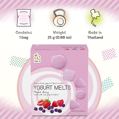 Miniatura 7 de Wel-B Alimentos liofilizados, bayas frescas con yogur liofilizadas a deliciosas, aperitivos de frutas crujientes, aperitivo saludable para niños y