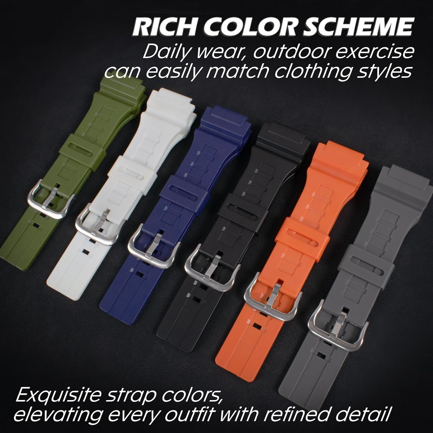 20mm Replacement Silicone Watch Band for Casio MCW-200H / MCW-200H-1AV MCW-200H-2AV / MCW-200H-9AV / MCW200H - Waterproof Men's Watchband Replacement, Casio Watch Strap