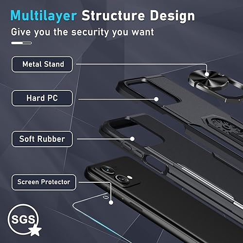 Vista 4 de Janmitta Funda compatible con Moto G Stylus 5G 2023 con protector de pantalla, resistente a prueba de golpes, funda de teléfono de cuerpo completo