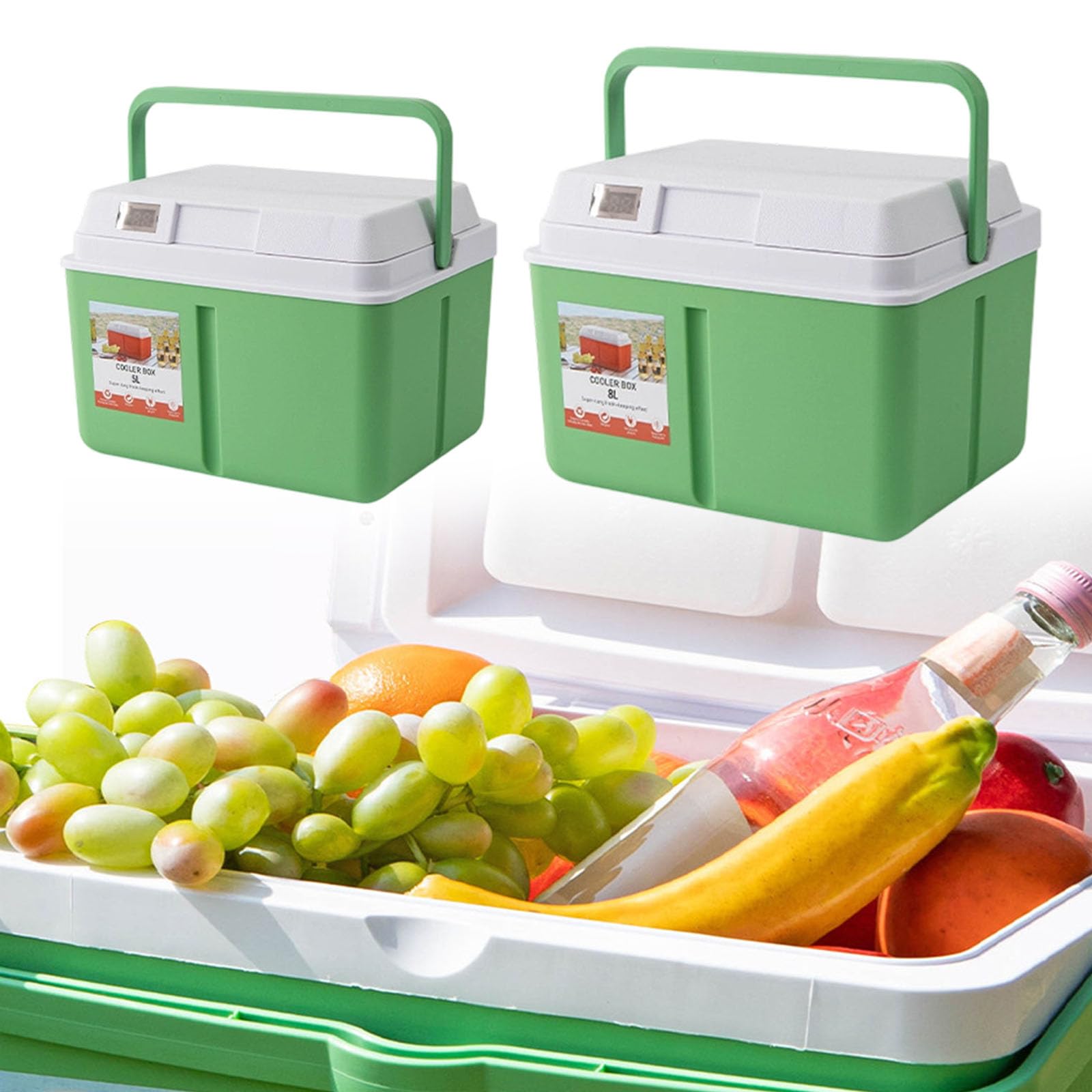 Borsa termica per alimenti con monitor della temperatura, conservazione di raffreddamento portatile per escursioni, picnic, viaggi in auto e campeggio, scatola di raffreddamento isolante, borsa