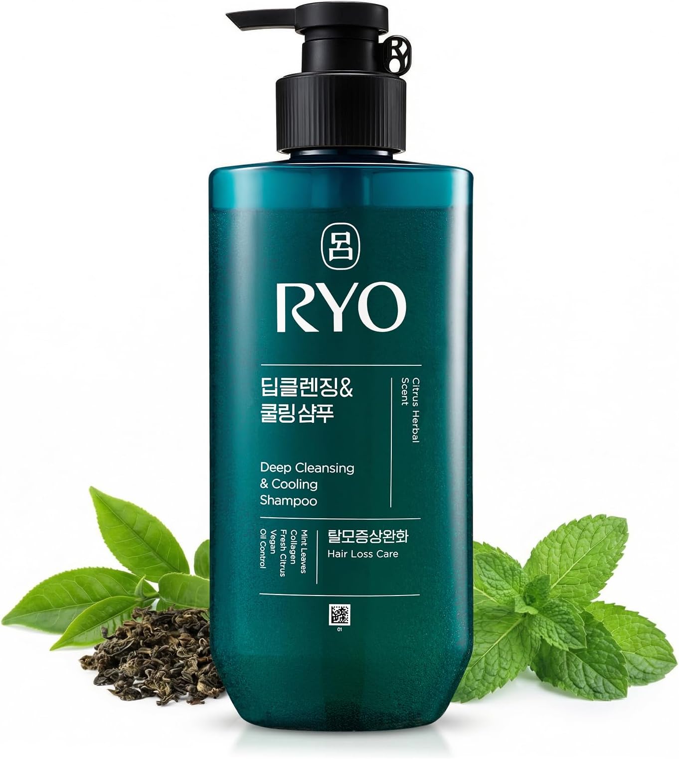 RYO Deep Cleansing Shampoo with Korean Ginseng & Caffeine - Cooling and Refreshing for Oily Scalp, Hair Loss Care, Anti-Dandruff, Sebum Control, 16 Fl Oz.