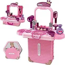 Bancada Penteadeira Infantil 3 em 1 Maleta 21 Peça Maxi Toys