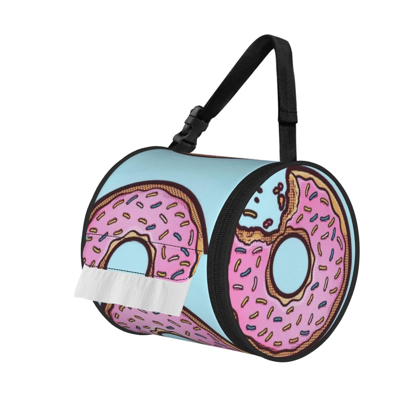 Donut Print Fashion Tissues Organizer Box, Hanging Tissue Holder For Purse Coins For Car Office Daily Outing