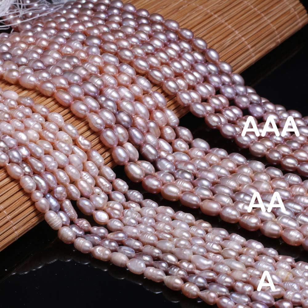 Pearl Beads, Natural Oval Freshwater Cultured Purple Pearl Loose Beads Quality Level A for Jewelry Making Charms Necklace as Gift 5-6 mm 14.2 inches (2 Strands) - Image 2
