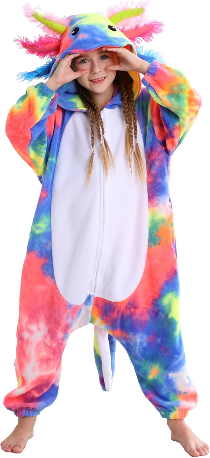 ATOZ Unisex Children Animal Axolotl Onesie, Halloween Costume Pajamas Christmas Cosplay Sleepwear For Boys Girl - Image 2