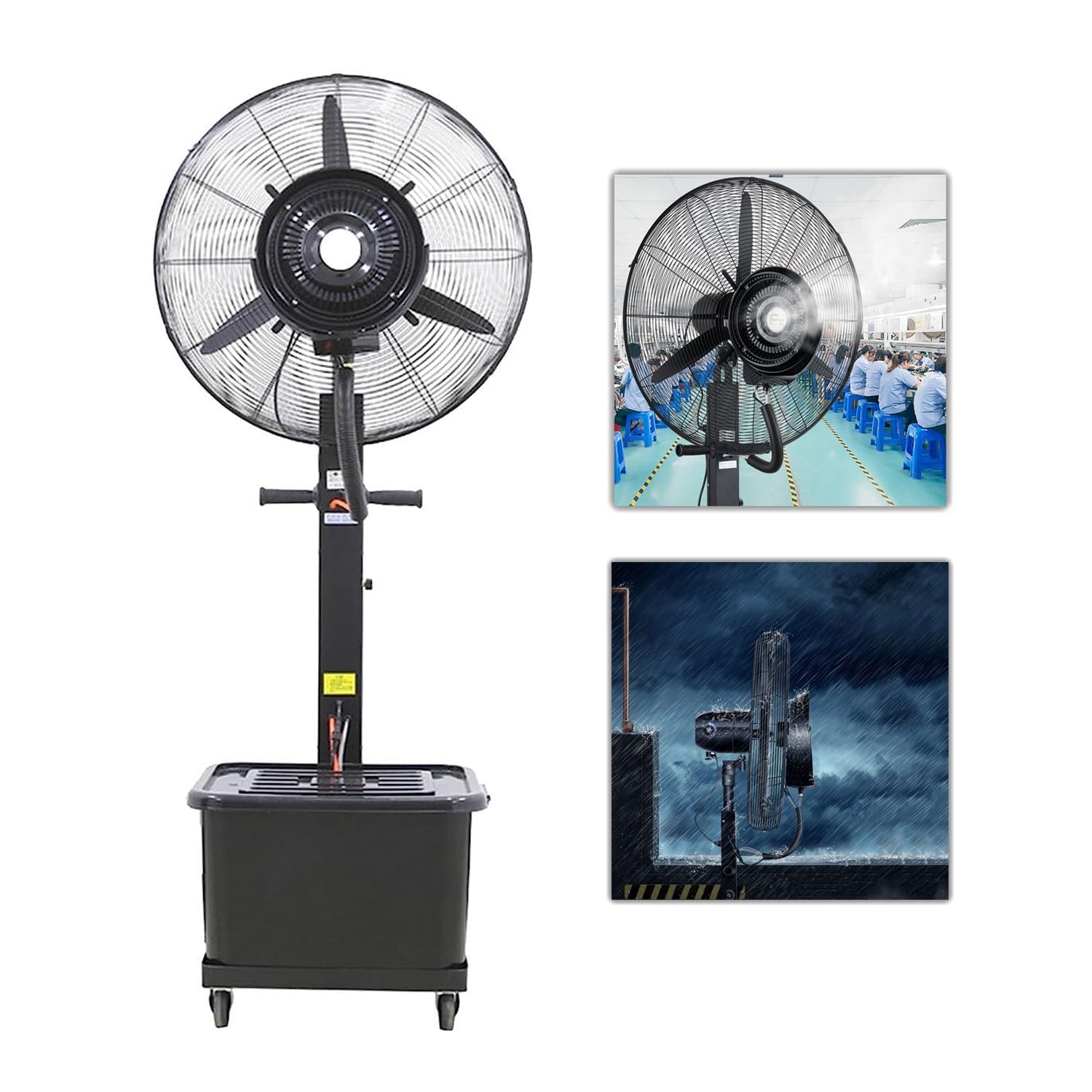 asdchZen Portable Misting Fan With 3 Speeds, 45°Tilting Pedestal Fan, 26/30 Inch Industrial Air Cooler, 320W,380W/30in