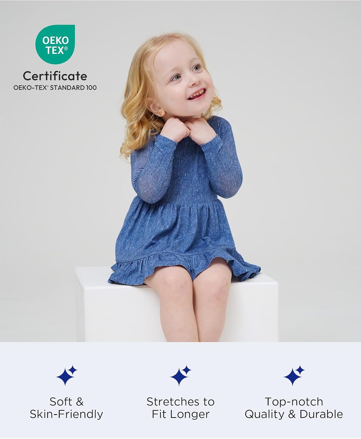 Bamboo Viscose Baby Girl Bodysuit Long Sleeve Cute Bow Infant Girls Romper Dress image 3