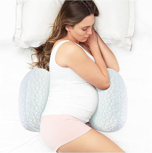 Pregnancy Pillows for Sleeping, Portable Maternity Pillow with Cooling Removable Cover, Adjustable Travel Wedge Pillow for Side Sleeper, Back, Belly & Hip Support, Multi-Use for Pregnant Women