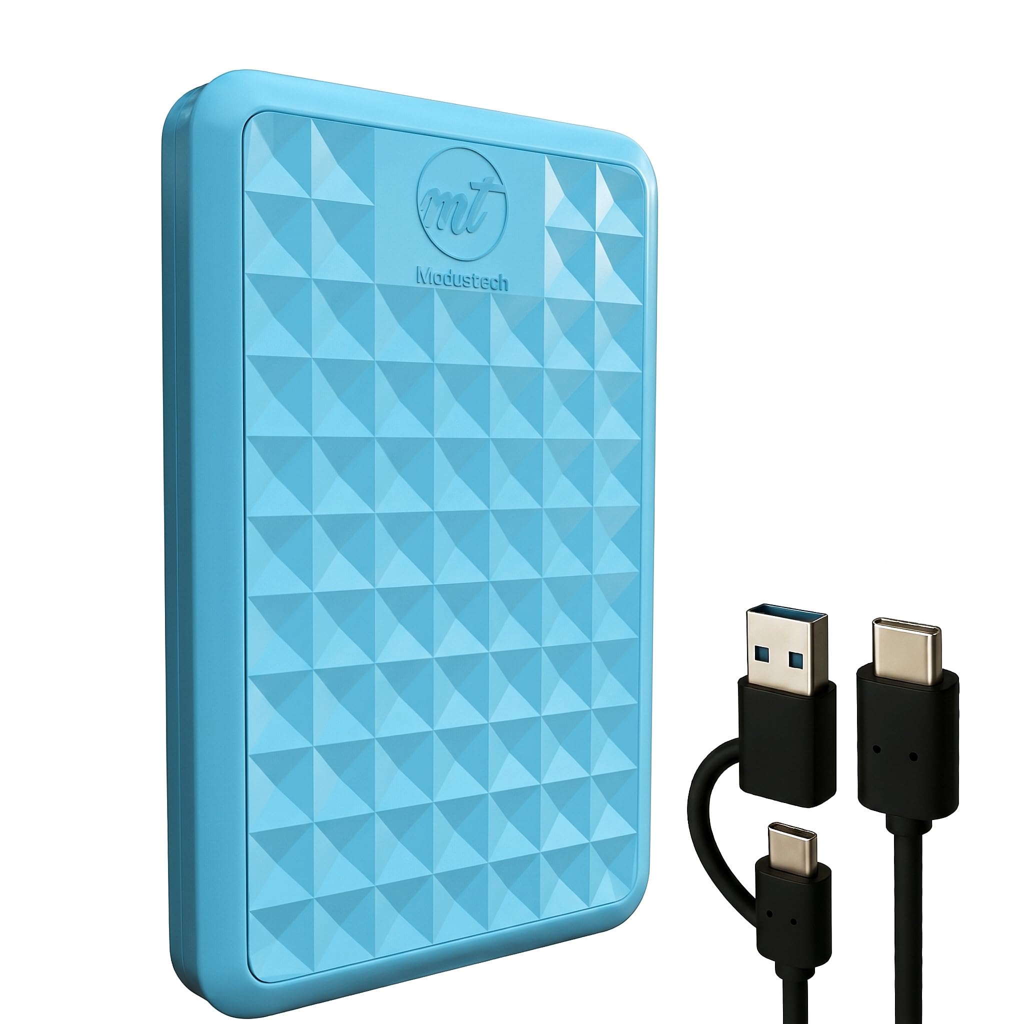 ModusTech Facet 1TB Externe Festplatte Tragbar USB-C/USB 3.1 5Gbps — Kompakte High Speed HDD für Backup, Datensicherung, Gaming, PC, Mac, Laptop, PS4, Xbox, Smart TV (Blau)