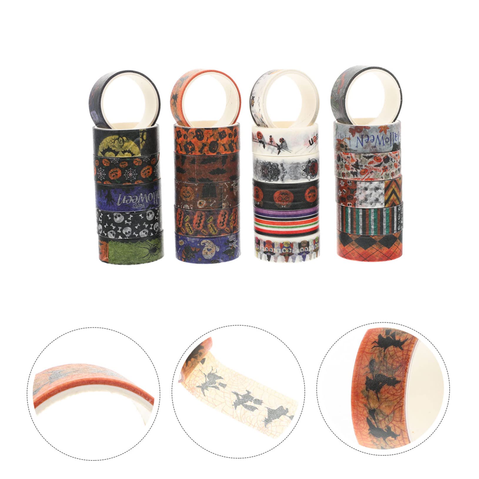 TEHAUX 120piezas Cintas Washi De Halloween Decorativas De Diseño Festivo para Manualidades Diarios y Tarjetas Adhesivas y Ecológicas