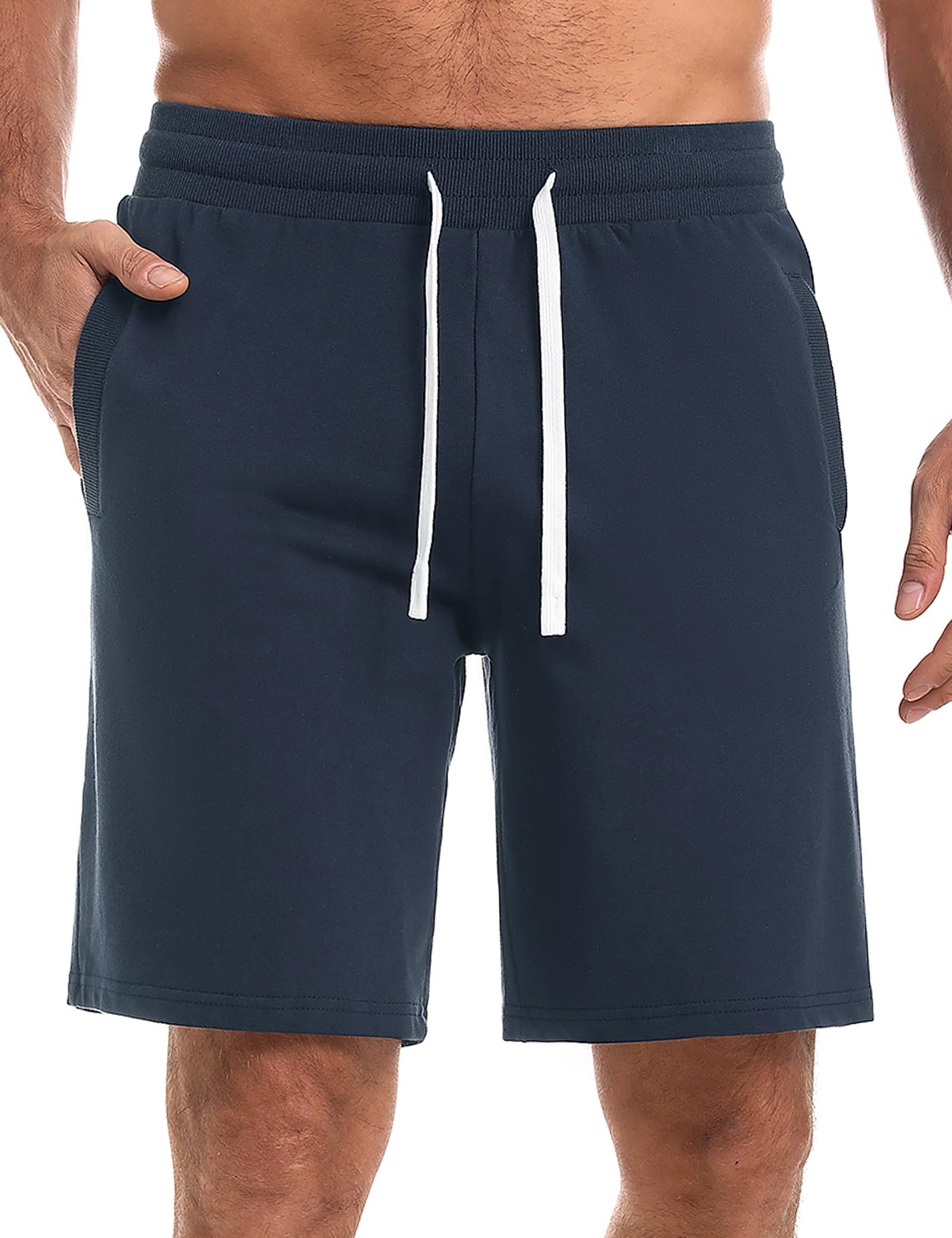 iClosam Pantalones Cortos Casuales Hombre 100% Algodón Holgados Shorts Deportivos Hombre Running con Cordón para Running, Fitness, Caminar