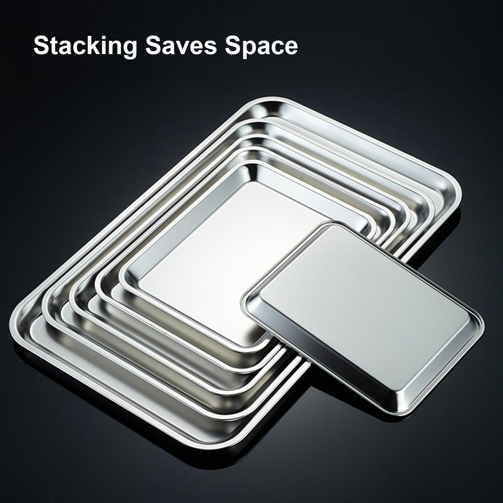 Backblech, Edelstahl Platte, Grillschale für Spülmaschinen, Servierplatten aus Metall für Küche, Grill, Laborinstrument, Haustierbehandlung(26.8 * 20.8 * 4.5cm/10.6 * 8.2 * 1.8in)