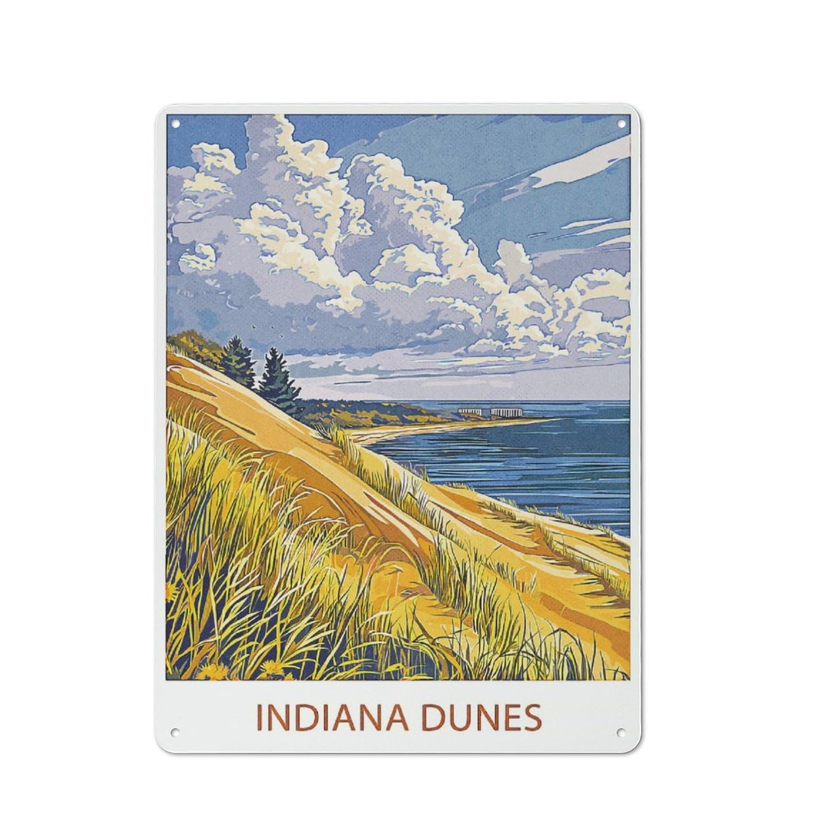 Junmoney Style-3 Indiana Dunes Landscape Metal Wall Sign 40X30cm, Retro Decor For Workshop Wall, For Garage, Workshop And Man Cave Decoration