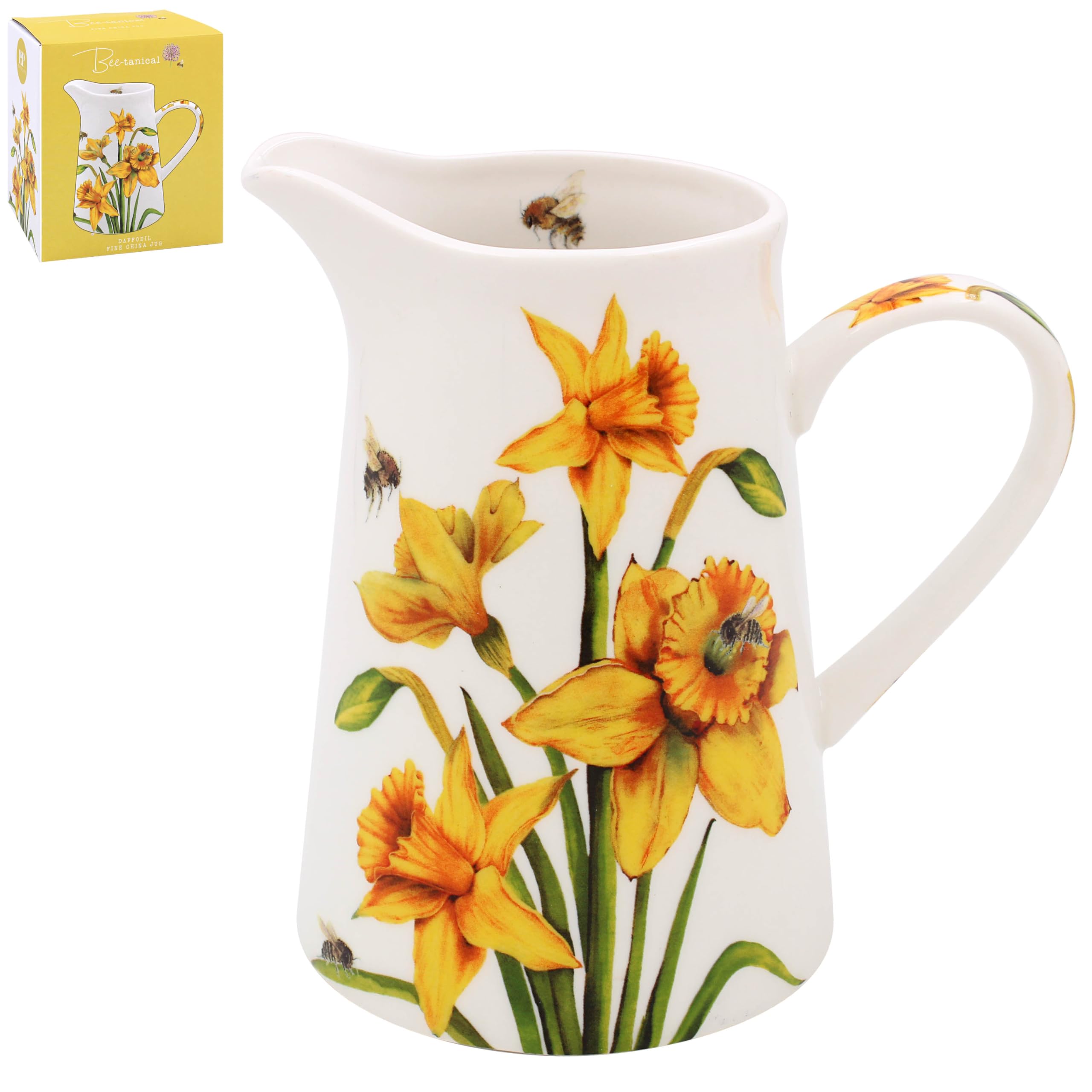 The Leonardo Collection Yellow Lesser & Pavey Sarah Boddy Beetanical Daffodil Jug | Ceramic Or Glass For Kitchen Use | Beautiful Cream Or Milk Jug For Daily Needs | Versatile Water Jug