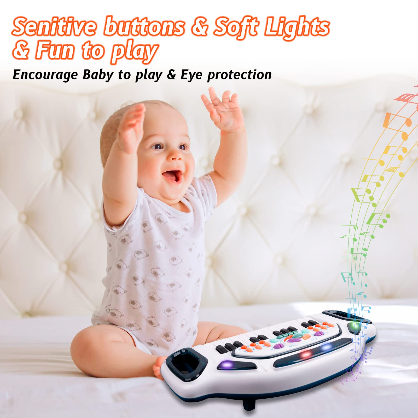 Teclado de juguete de piano para niños pequeños, juguetes multifuncionales para niños, regalos de cumpleaños para niños y niñas de 1 a 6 años