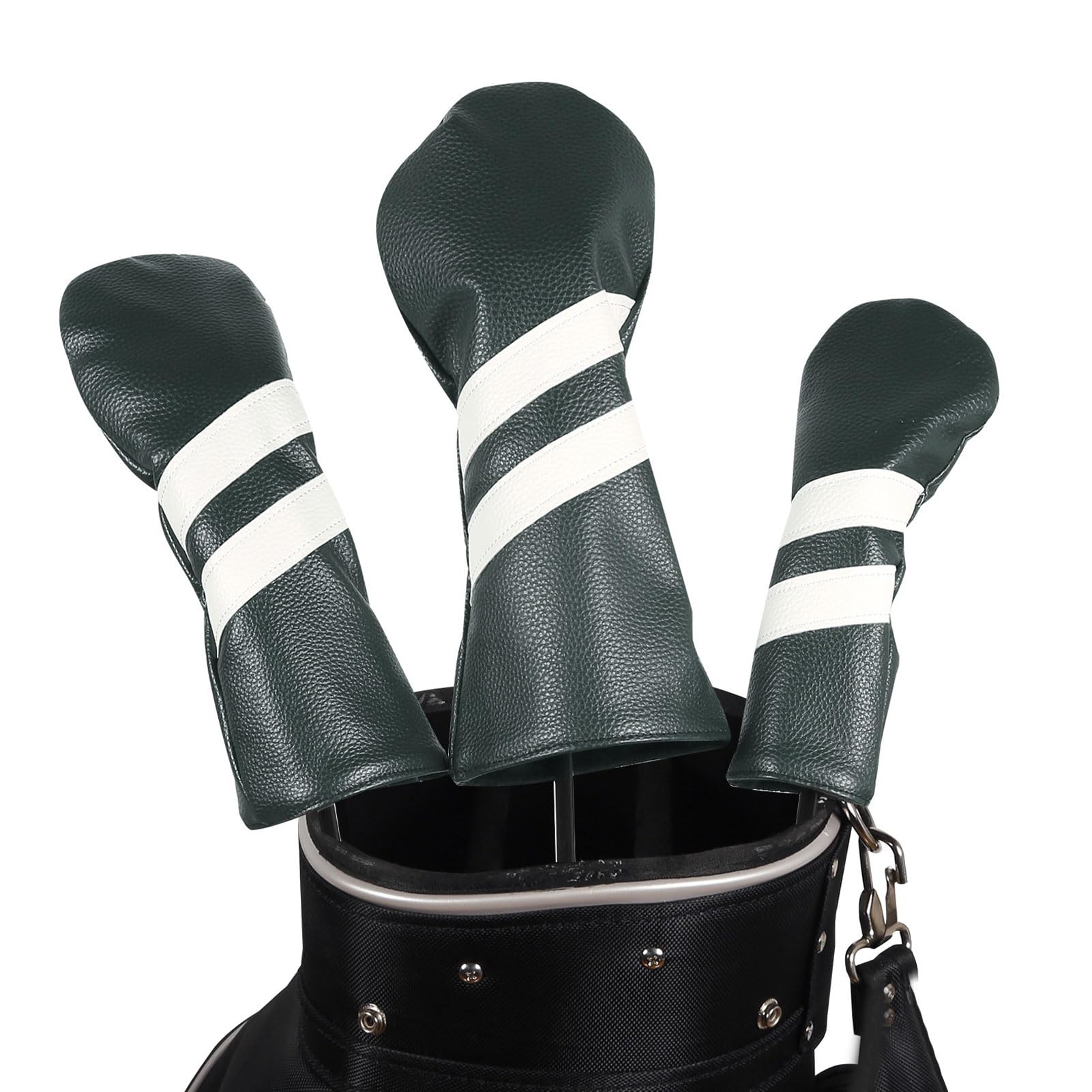 Copricapo per club, 3 pezzi Copri testa per driver in PU Protezione per club Etichetta girevole antipolvere ibrida in legno Fairway per sport da golf all'aperto