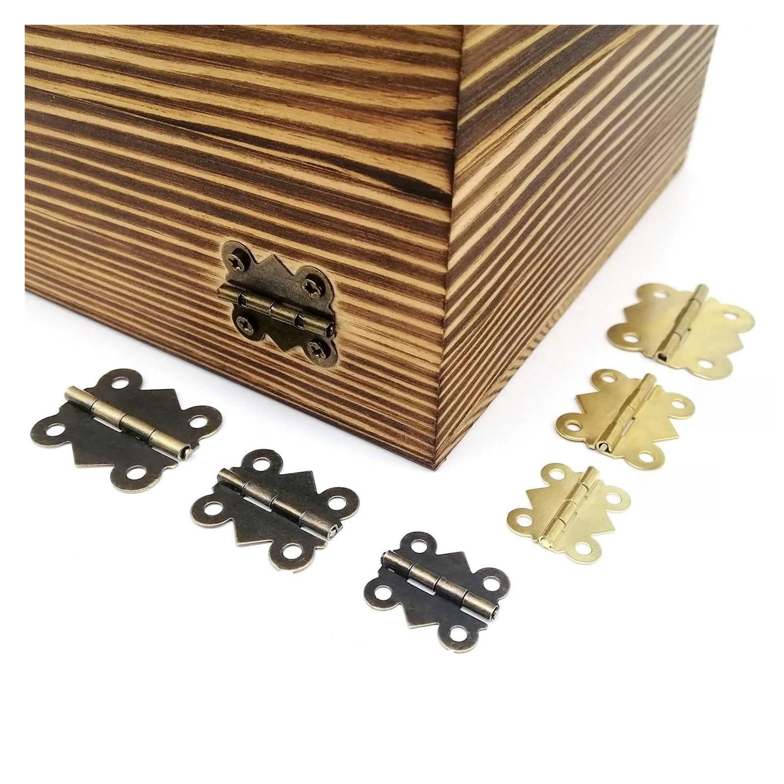 Generic Golden Butterfly Cabinet Door Hinges Antique Brass Wood Box Hardware(Bronze L 25x30mm)