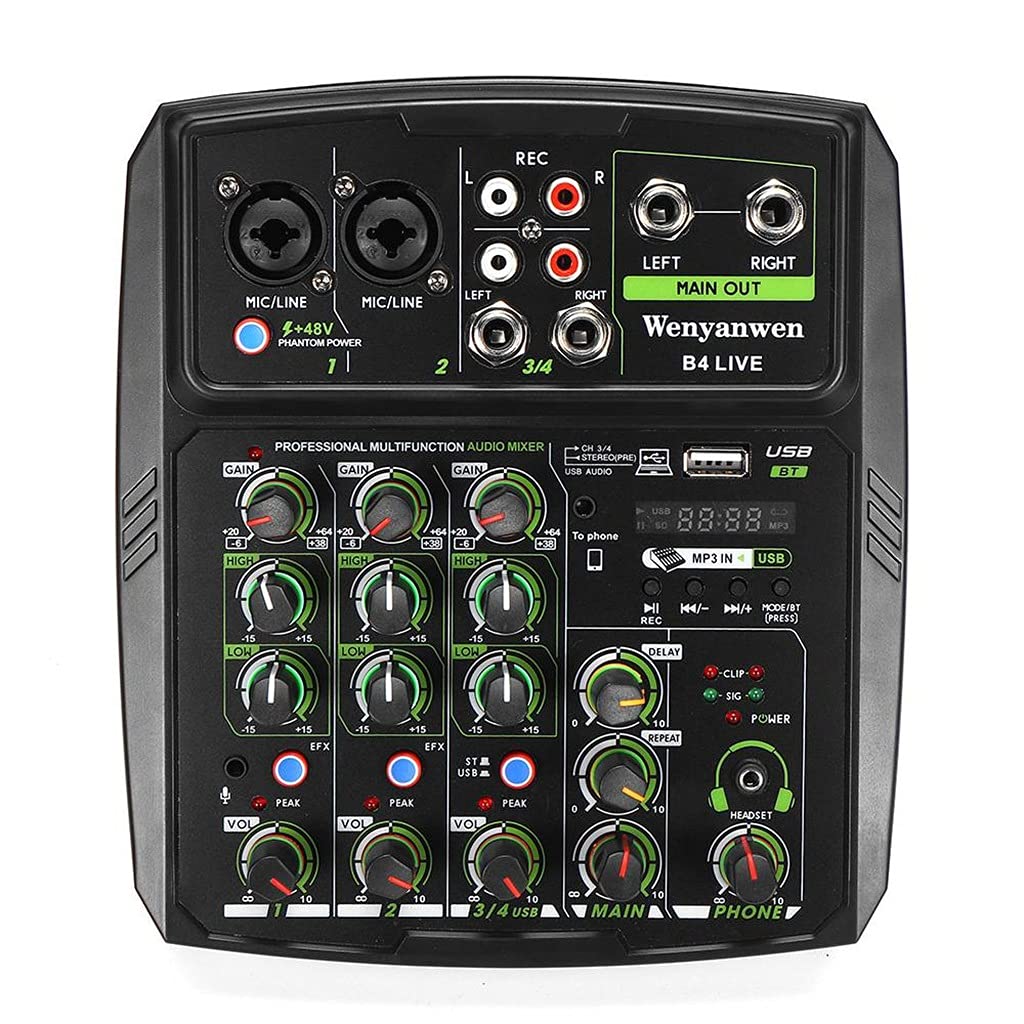Audio Mixer Registrazione Scheda Audio Telefono Trasmissione in diretta Dj Ktv 4 Canali Usb/pc per Microfono a Condensatore