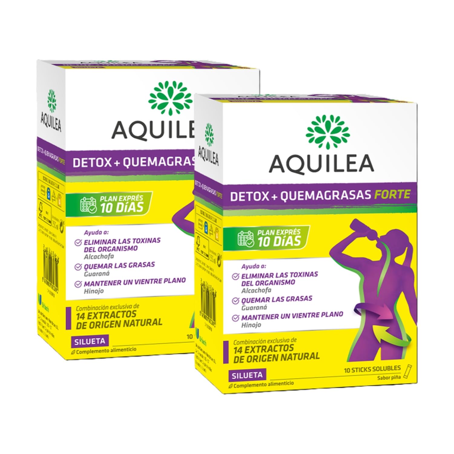 AQUILEA Pack 2x Aquilea Detox Quemagrasas 10 sticks Solubles - Para Neutralizar