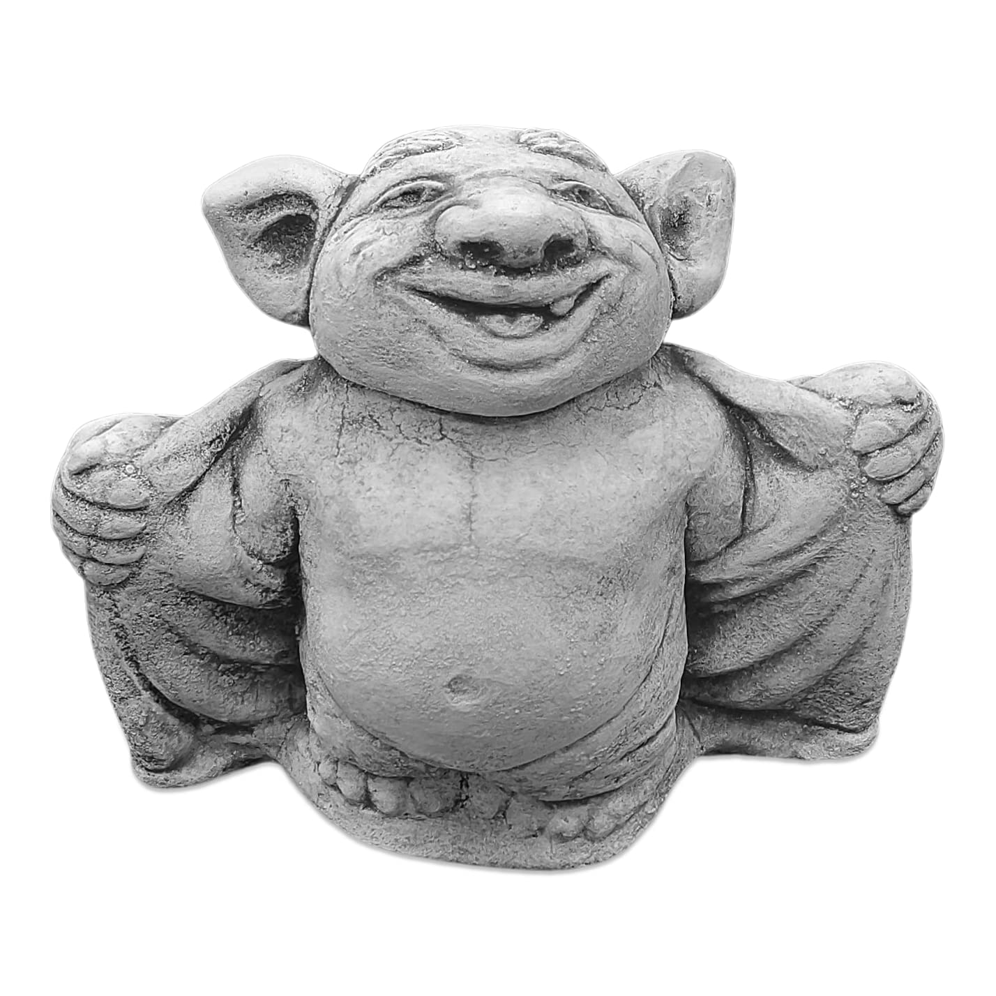 gartendekoparadies.de Massive Steinfigur Lustiger Troll Fledermaus Dracula, Grau, Höhe 20 cm, 4 kg, Figur aus Steinguss Frostsicher für den Außenbereich
