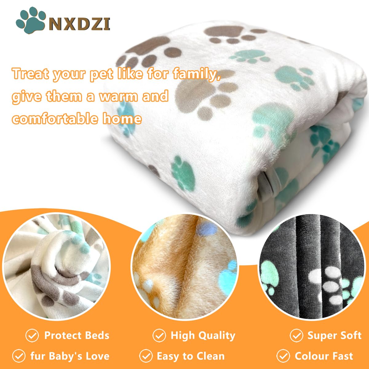 Mantas para perros grandes, 3 piezas de manta lavable de franela suave y esponjosa para mascotas, funda para cama y sofá, bonita manta estampada para cachorros, 60 x 50 pulgadas