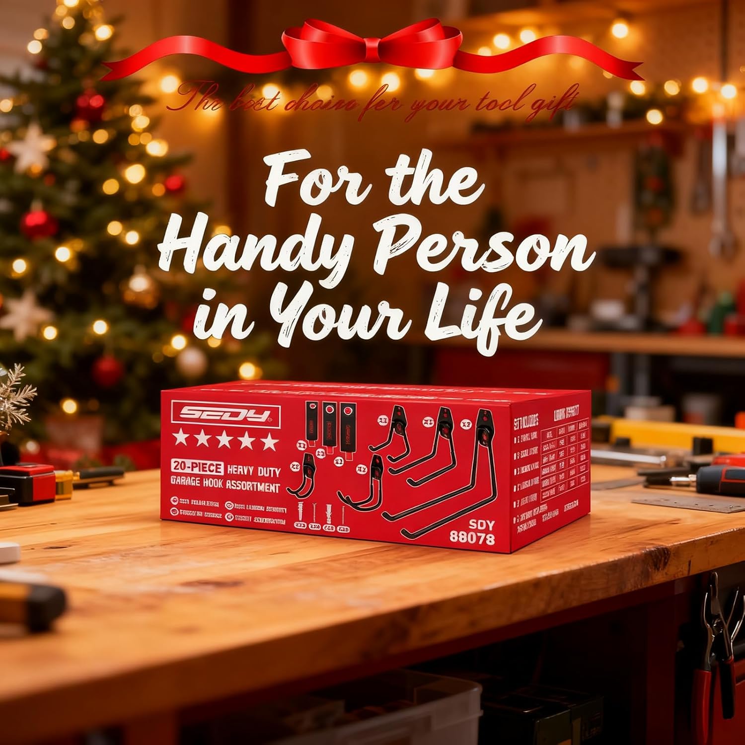 20 Pack Heavy Duty Garage Storage Hooks with Extension Cord Organizer, Solid Steel Wall Mount Hook Set with Anti-Slip Coating Utility J Hooks for Ladders,Bikes,Ropes,Broom,Garden,Yard and Power Tools - Image 9