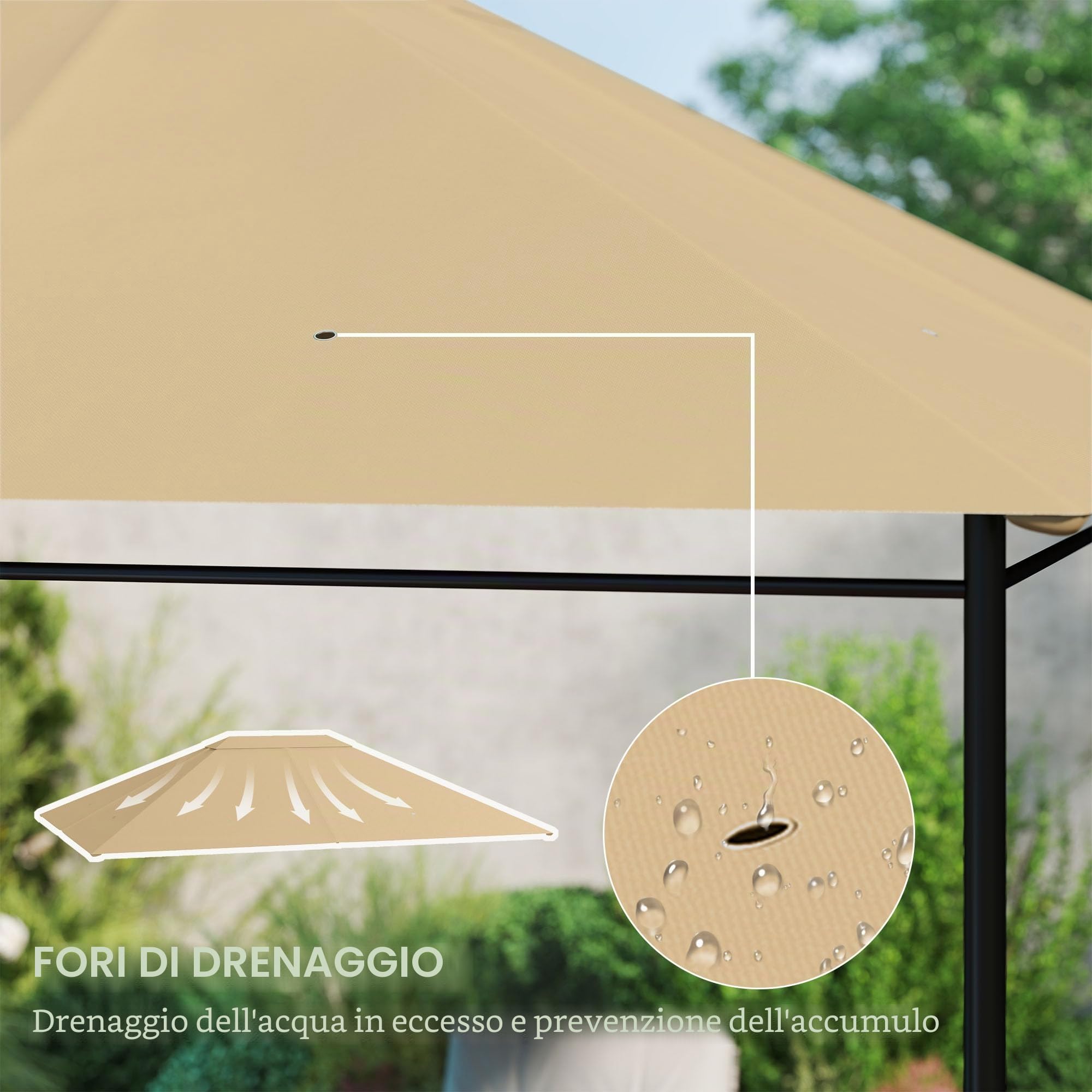 Outsunny Tessuto di ricambio per gazebo da giardino tenda di ricambio in poliestere ad alta densità 180 g/m² anti-UV 3 x 4 m