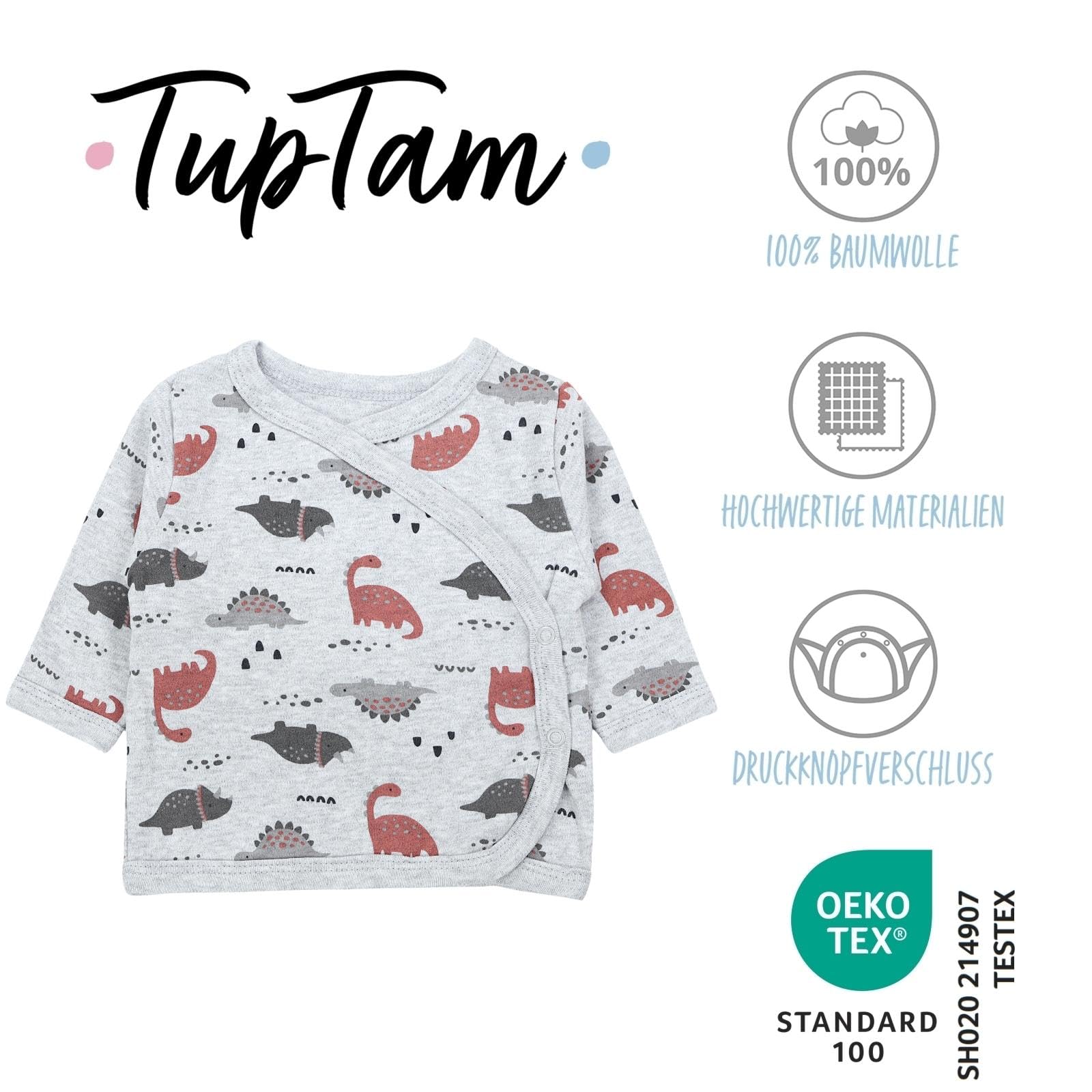TupTam Camiseta Manga Larga para Bebé Niño, Paquetes de 5