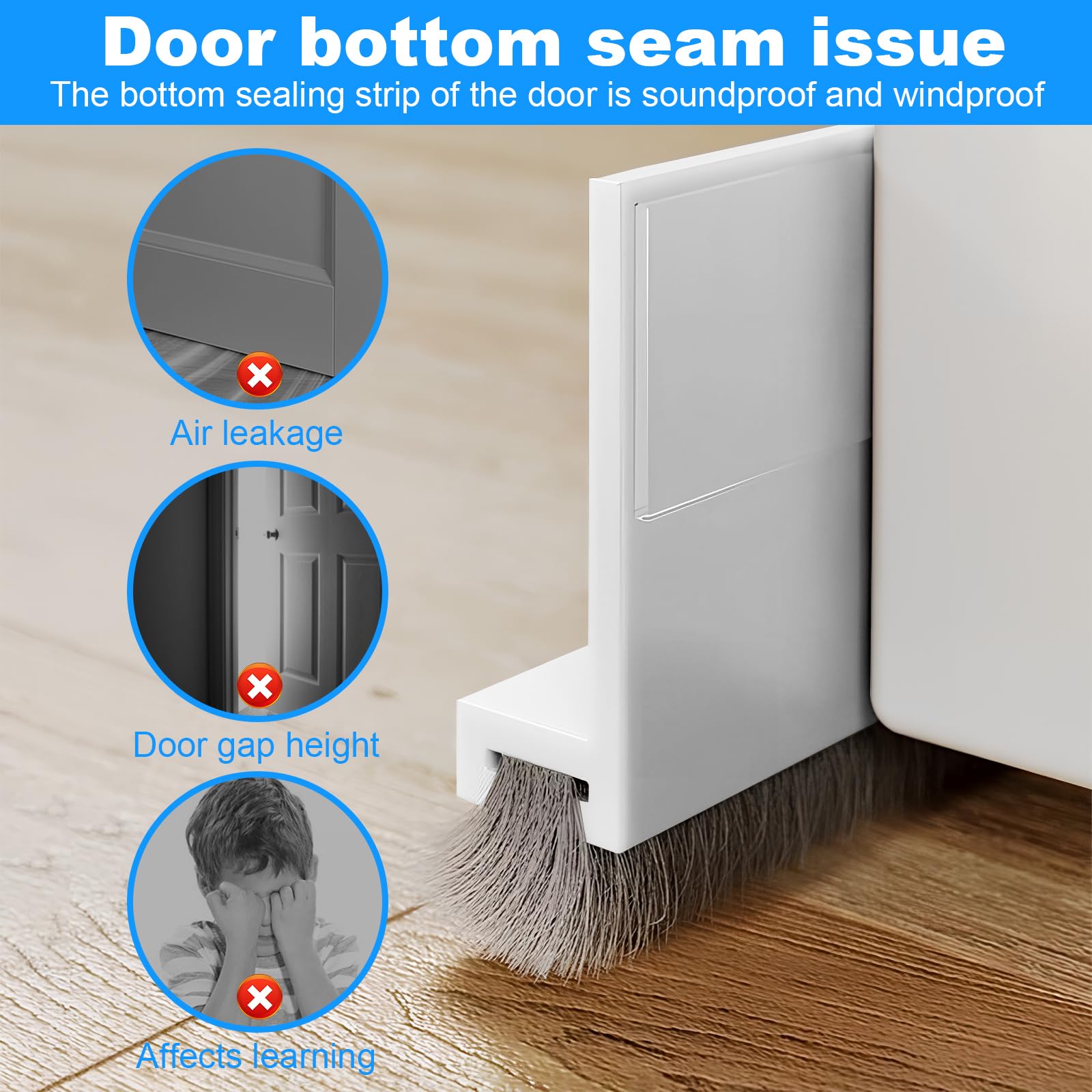 2 Pieces 100×5.5 cm Floor Seal with Brush, Wind and Dust Protection, Door Brush Cover Strips - Image 3