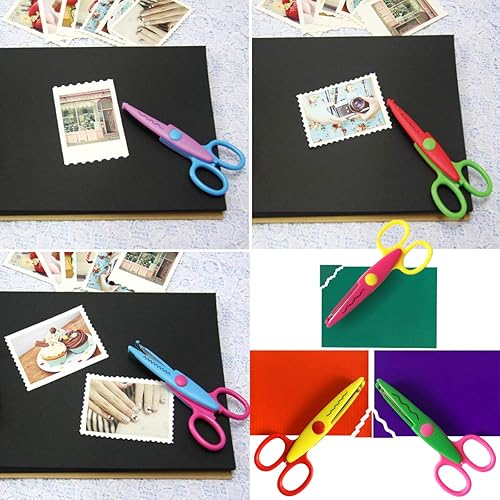 Miniatura 5 de 14 tijeras creativas y perforadoras para manualidades, 6 patrones diferentes, tijeras para bordes + perforador de papel para profesores y niños,