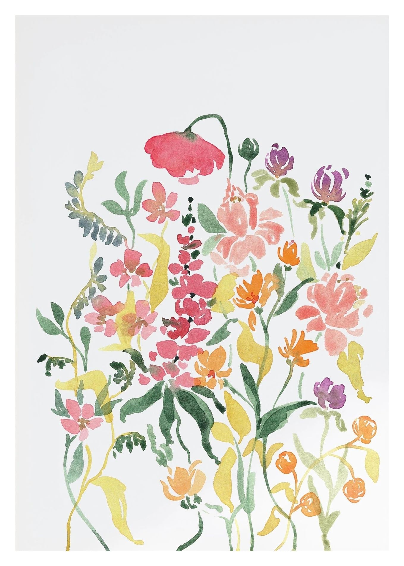 XENITE Wall Art Canvas Prints Watercolor Wildflower Watercolor Botanical Flower Poster Prints Plant Boho Wall Art Canvas Painting Pictures Living Room Decor(H,40X50cm)
