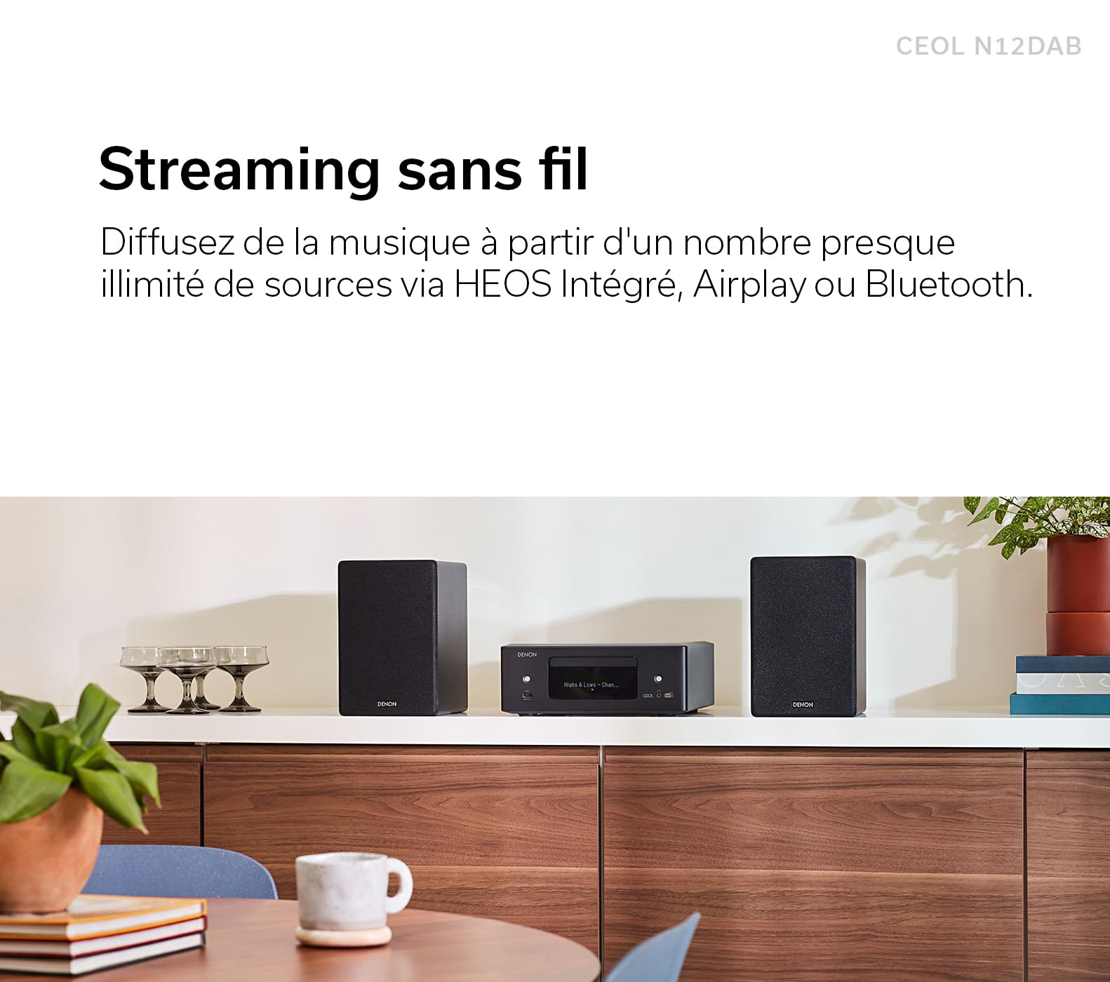Denon CEOL N12DAB Système Audio Tout-en-Un, Lecteur CD, Radio Dab/FM, HDMI Arc, HEOS Intégré - Blanc