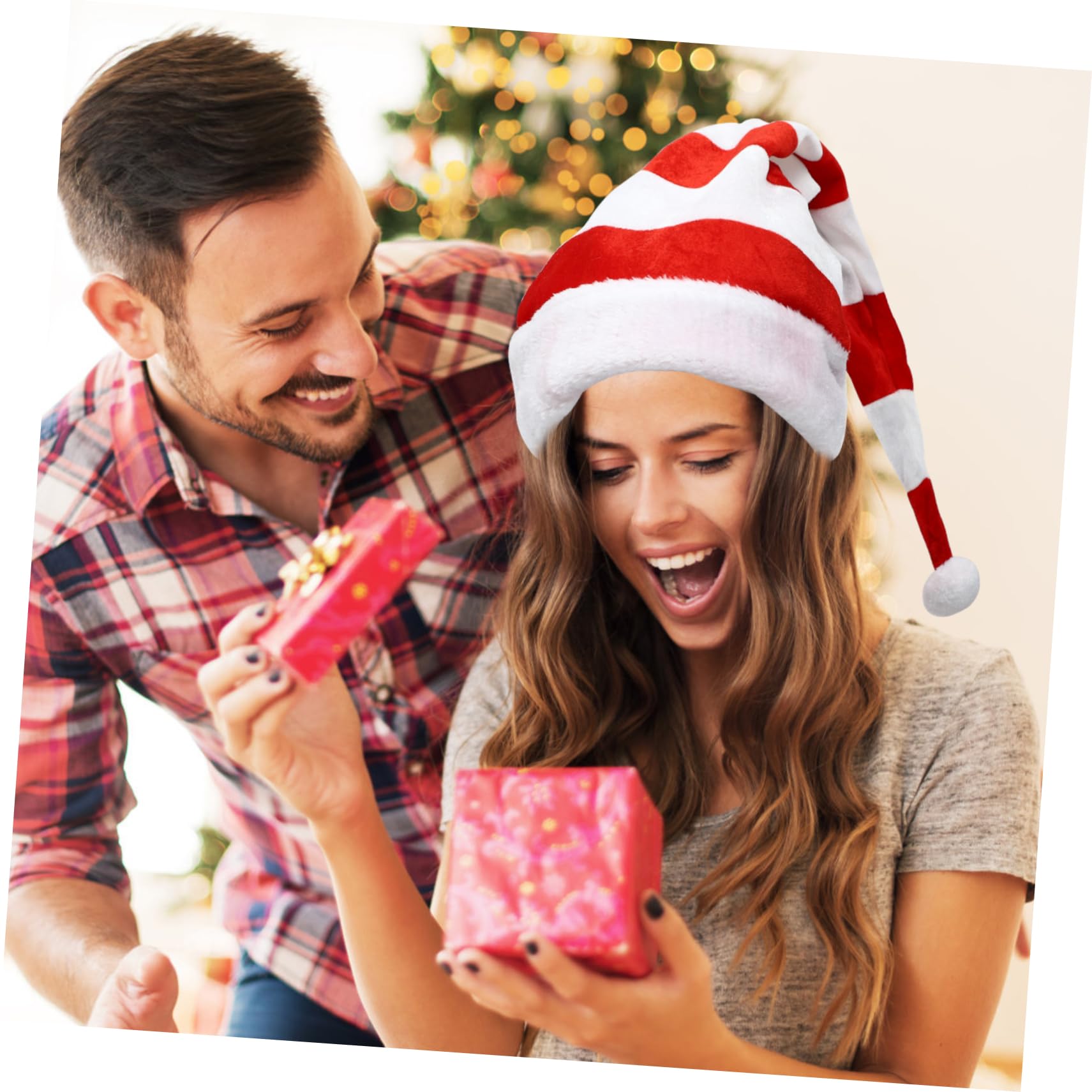 4piezas Sombreros Navideños De Fiesta Gorro De Papá Noel y Accesorios Para Disfraces y Celebraciones De Navidad