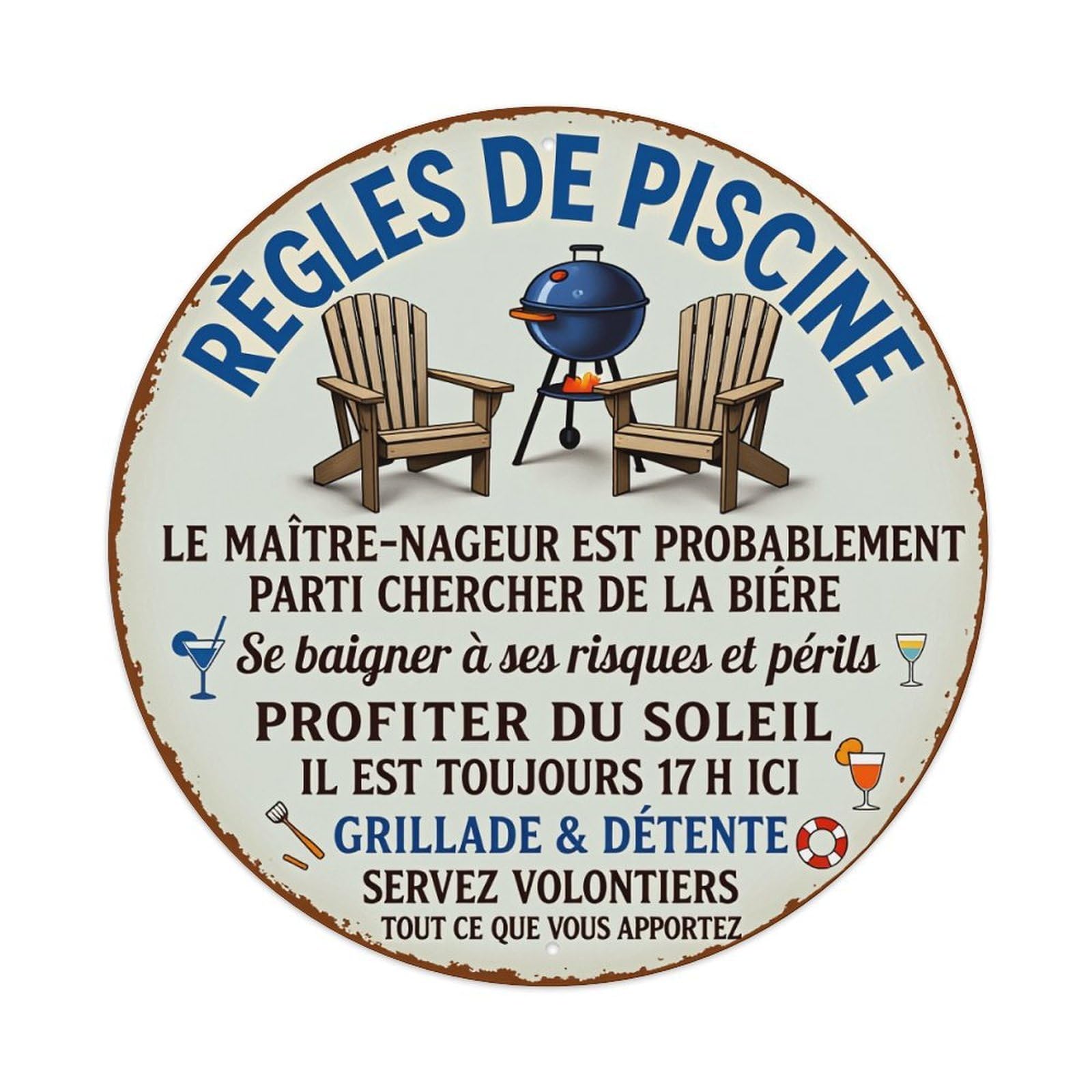 Pool Rules The Lifeguard Has Probably Gone To Get Beer Metal Tin Sign Vintage Garden Bedroom Cafe Bar Man Cave Home Wall Decor Metal Poster 8x8 inches