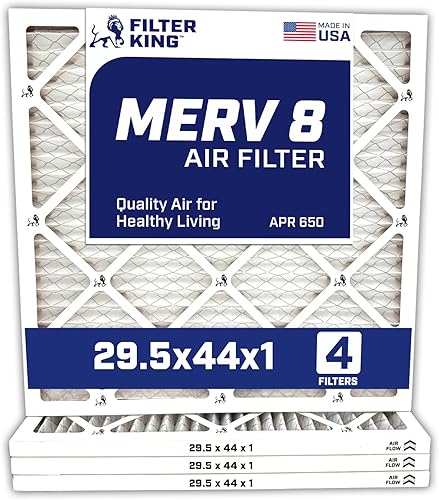 Filter King 29.5x44x1a Air Filter 4-PACK MERV 8 HVAC Pleated AC Furnace Filters MADE IN USA Actual Size 29.5 x 44 x .75" Filter King 29.5x44x1a Air Filter 4-PACK MERV 8 HVAC Pleated AC Furnace Filters MADE IN USA Actual Size 29.5 x 44 x .75"
