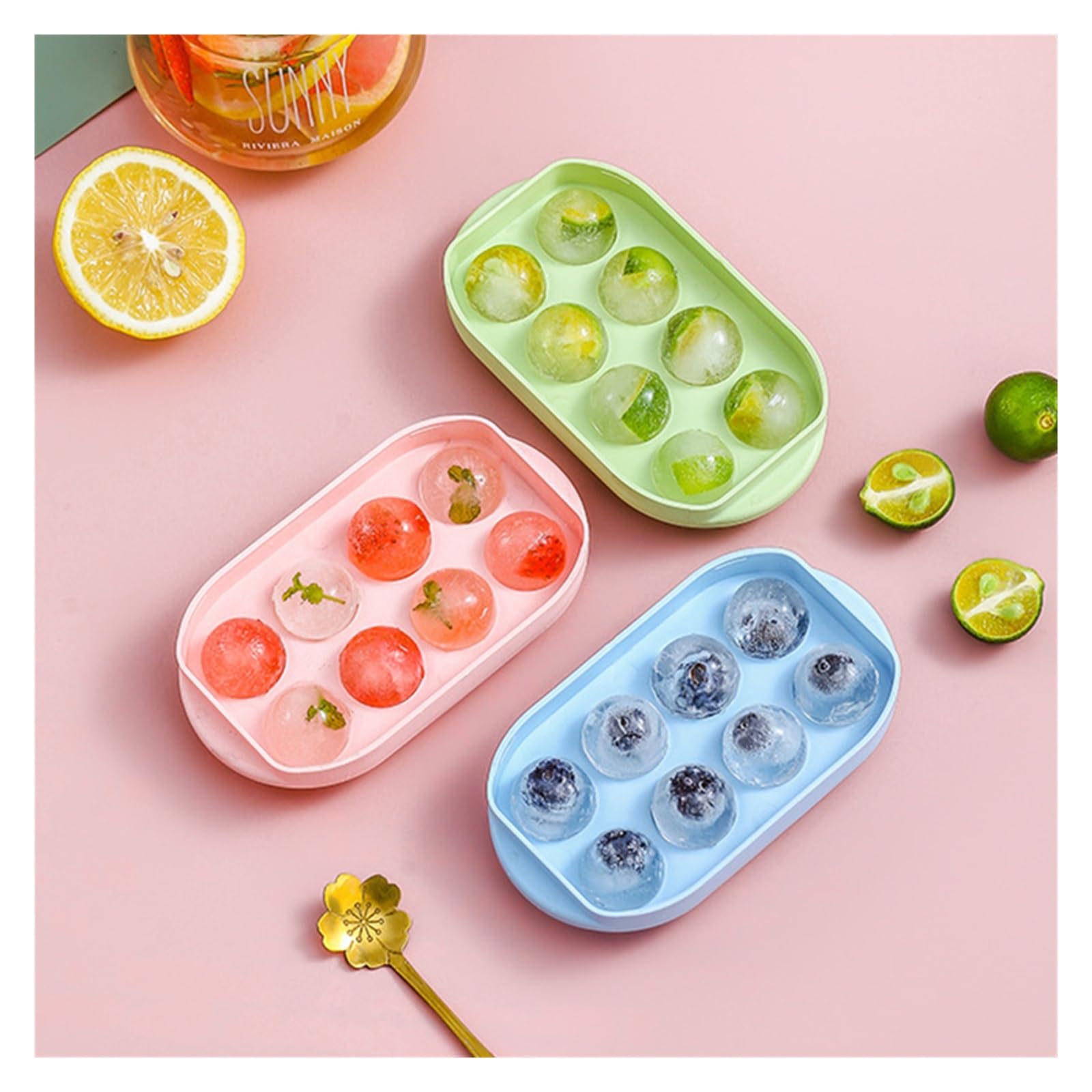 Vassoio per cubetti di Ghiaccio Rotondo Stampo per Ghiaccio colorato Rombo Vassoio Fai-da-Te Cube Maker Forme per stampi in plastica PP Stampo per Uso Alimentare Utensili da Cucina Stampo per Gelato