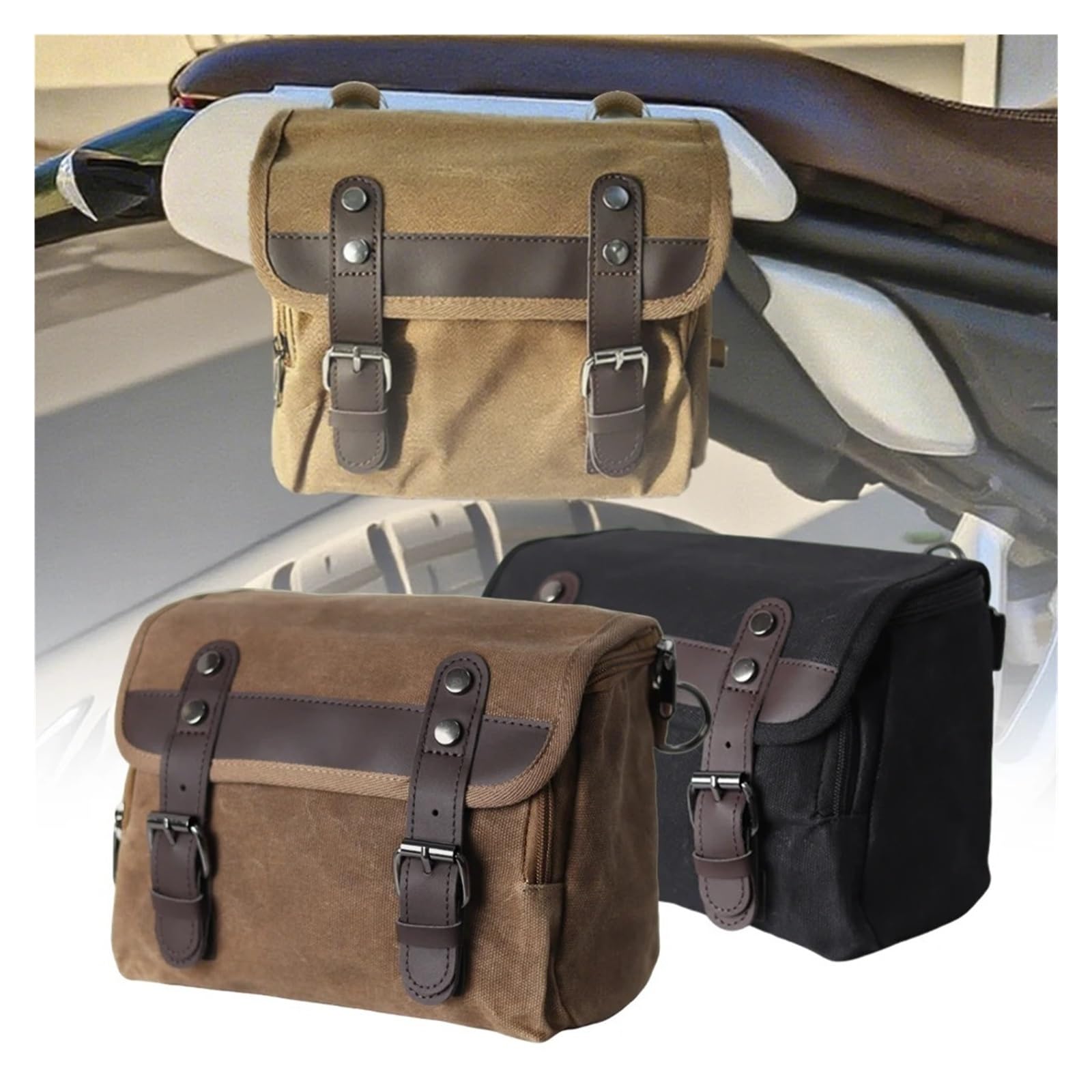 borsa sella moto Accessori moto Borsa laterale Strumento Borse da viaggio per bagagli di grande capacità sella per motore universale per la maggior parte dei modelli(Plus Size Brown)