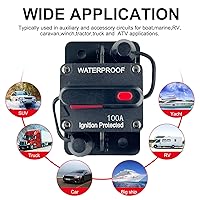 Vista 7 de Disyuntor de 100 amperios de 12 V a 48 V CC con botón de interruptor de reinicio manual para motor de arrastre de barcos, vehículos de remolque