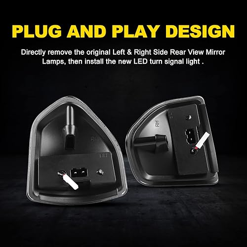 Miniatura 6 de Luz de señal de giro izquierdo y derecho Switchback espejo LED lámparas laterales ahumadas lente de cubierta para 68302828AA 68302829AA compatible