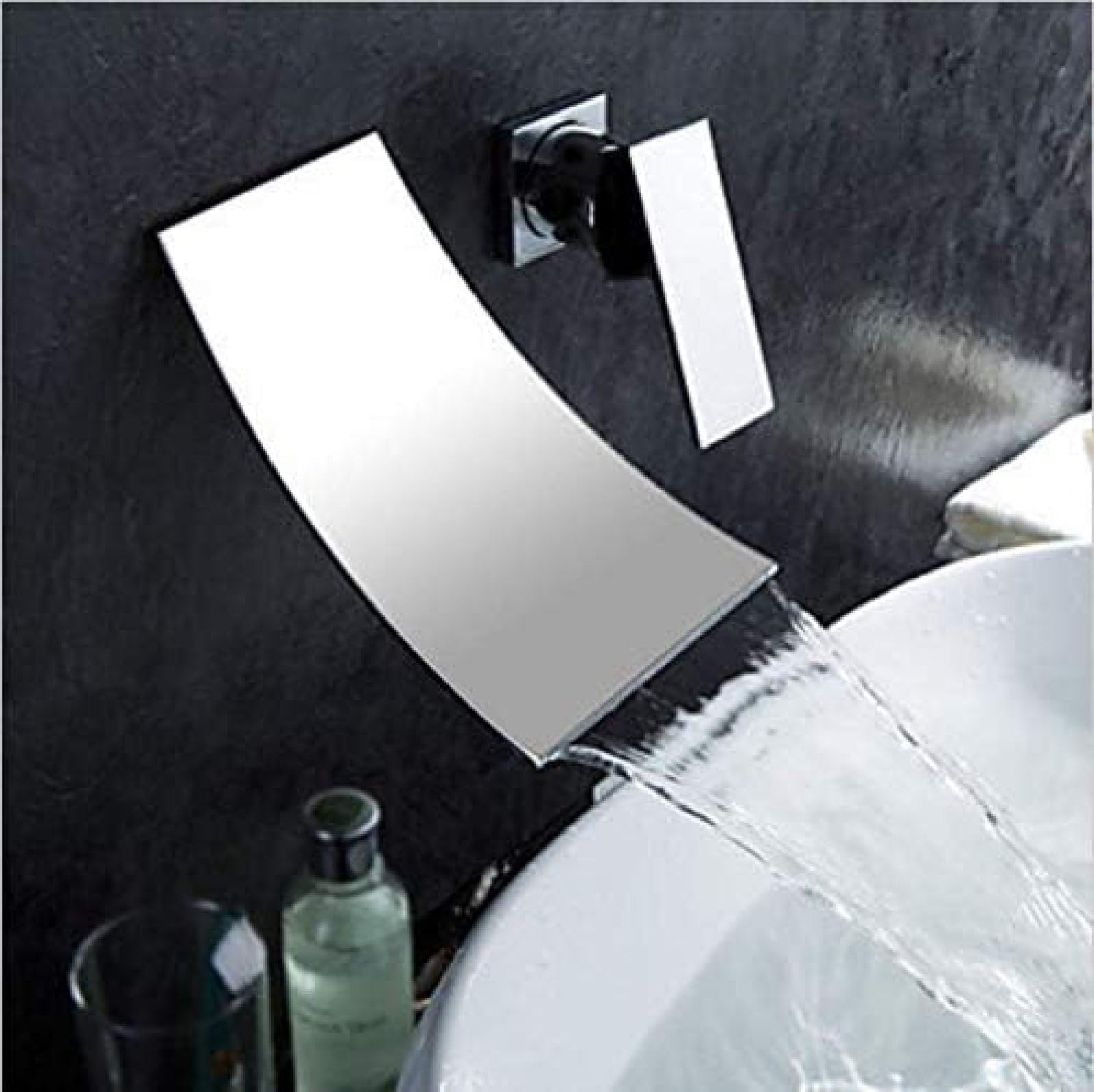 Mitigeur cascade encastrable chromé pour lavabo mural à deux trous - 5